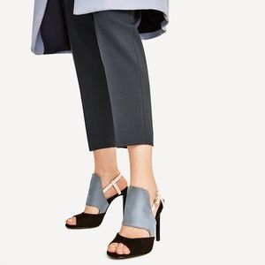 ZARA CONTRASTING GREY BLACK WHITE THREE-TONE HIGH HEELS NEW WITH TAGS